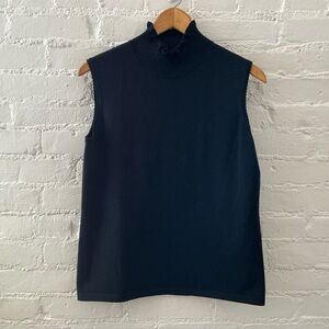 Garfield & Marks Womens Silk Blend Ruffle Neck Sleeveless Knit Top Elegant Large